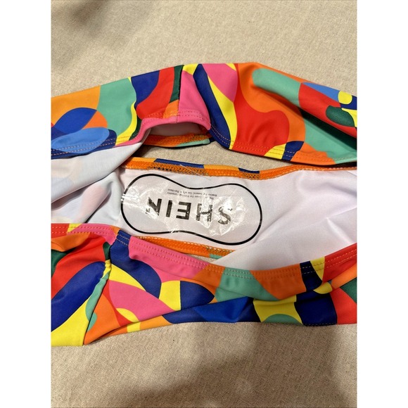 Shein Multi-Colored Geometric Two Piece Swimming Swimsuit Bathing Suit Size 3XL - Picture 8 of 10